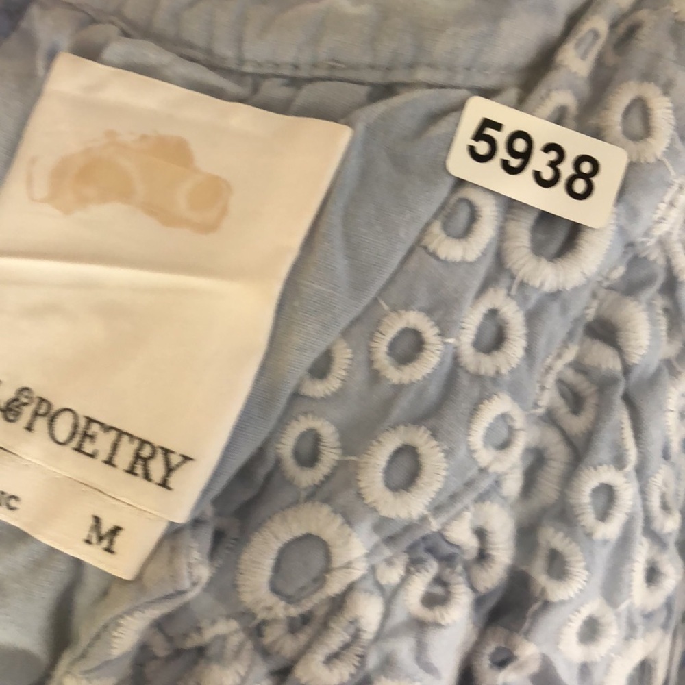 Prose & Poetry Dress Delaney Eyelet Blue Size M - Picture 10 of 10